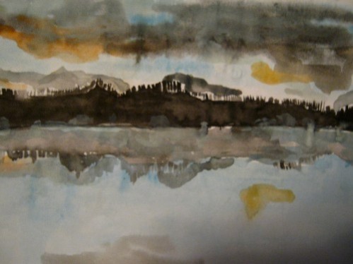 Autre aquarelle:"Turner Lake" dans le Tweedsmuir parc, où j'ai fait mon jeûne en septembre